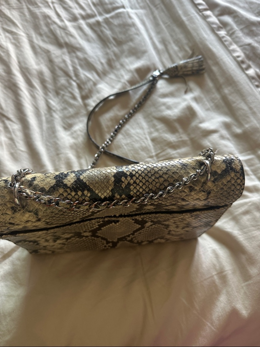 Tory Burch Snake-Print Crossbody Bag in Cream and Black - Picture 5 of 5